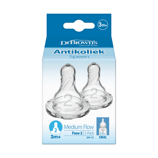 Dr. Brown’s Flesspeen Fase 2 3+ Maanden Smalle Halsfles 2 stuks