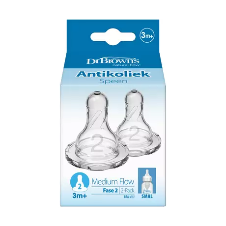 Dr. Brown’s Flesspeen Fase 2 3+ Maanden Smalle Halsfles 2 stuks