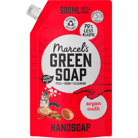 Marcel's Green Soap Argan & Oudh Handzeep Navulzak 500 ML