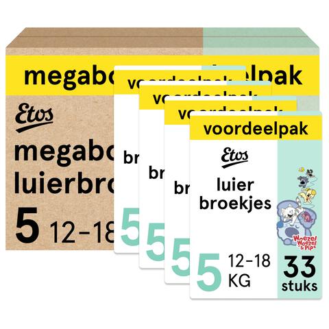 Etos Woezel & Pip Luierbroekjes Junior Maat 5 12 -18 kg Megabox 4x33 stuks