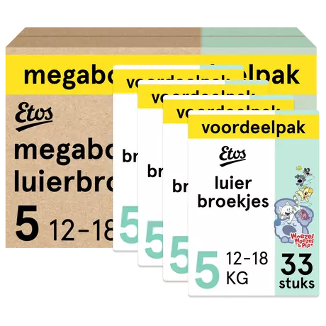 Etos Woezel & Pip Luierbroekjes Junior Maat 5 12 -18 kg Megabox 4x33 stuks