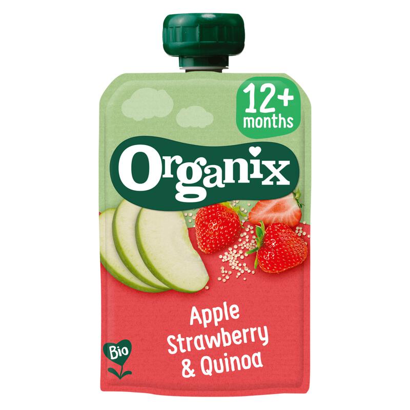 Organix Bio Knijpfruit Appel Aardbei Quinoa 12+ Maanden 100 gram