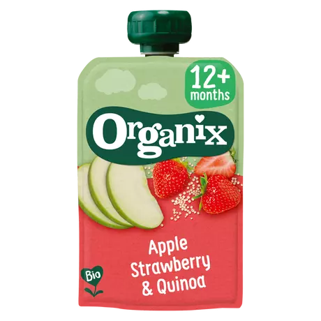 Organix Bio Knijpfruit Appel Aardbei Quinoa 12+ Maanden 100 gram