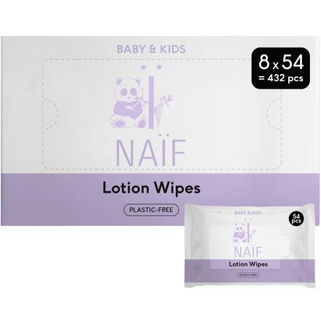 Naïf Plasticvrije Lotion Billendoekjes 8x54 stuks