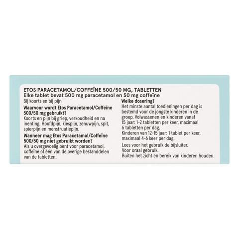 Etos Paracetamol/Coffeïne 500/50 mg 50 stuks&nbsp;