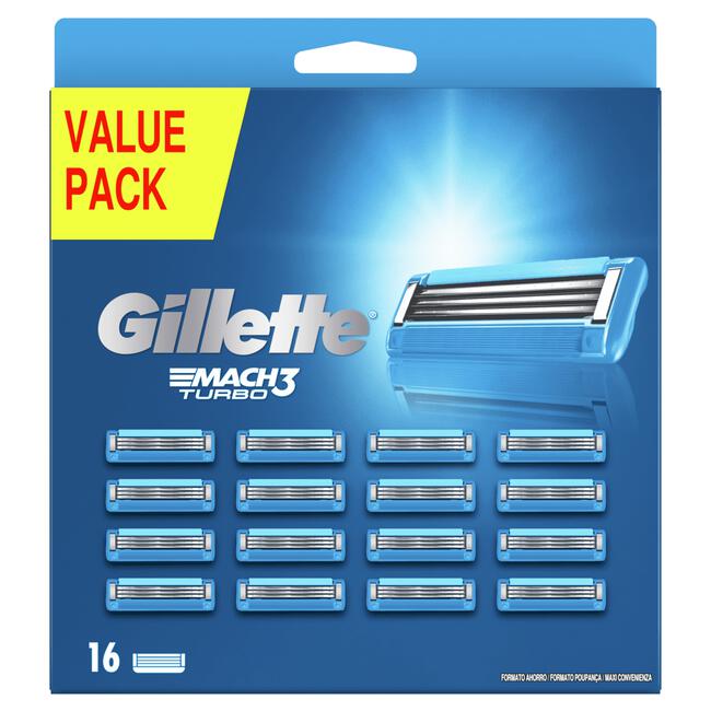 Gillette Mach3 Turbo Navulmesjes 16 stuks