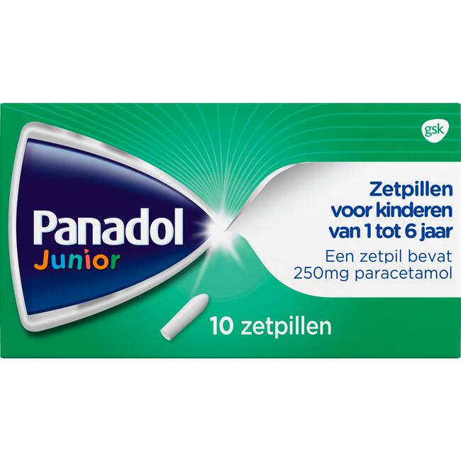 Panadol Junior Zetpillen 250 mg Paracetamol voor kinderen van 1 tot 6 jaar 10 stuks