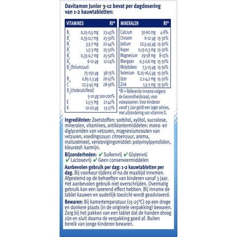 Davitamon Junior 3+ Kauwvitamines Framboos