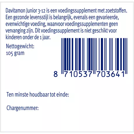 Davitamon Junior 3+ Kauwvitamines Kinderen Framboos 120 stuks