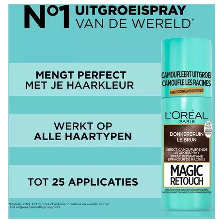 L'Oréal Paris Magic Retouch Camouflerende Uitgroeispray 2 Donkerbruin 75 ML