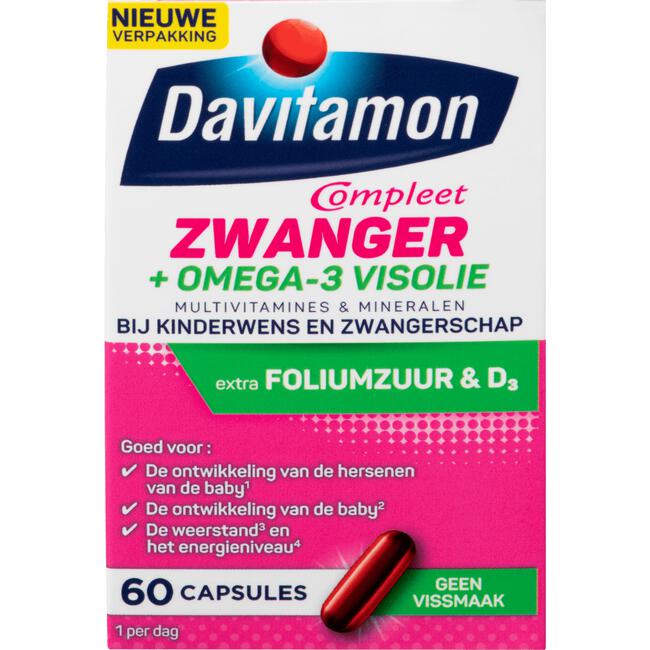 mond stopverf postzegel Davitamon Compleet Zwanger + Omega-3 Visolie 60 EA | Etos