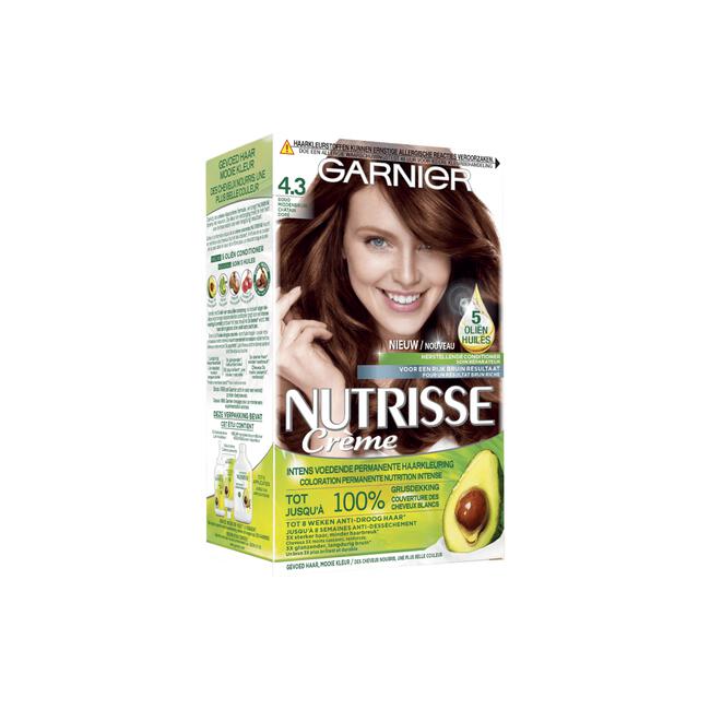Garnier Nutrisse Crème Permanente Haarverf 4.3 Goud Middenbruin