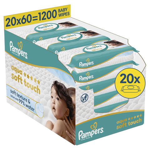 Pampers Aqua Soft Touch Billendoekjes 20x60 Stuks