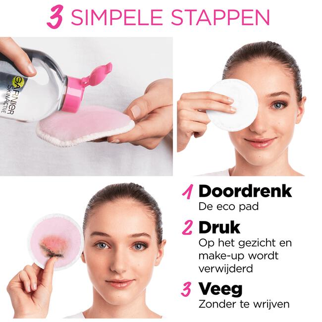 Garnier SkinActive Eco Pads Herbruikbare Wattenschijfjes 3 Stuks