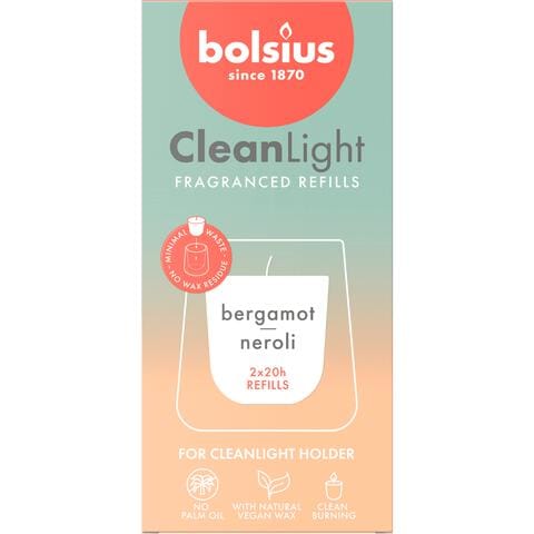 Bolsius Navulling Clean Light pack 2 Bergamot / Neroli