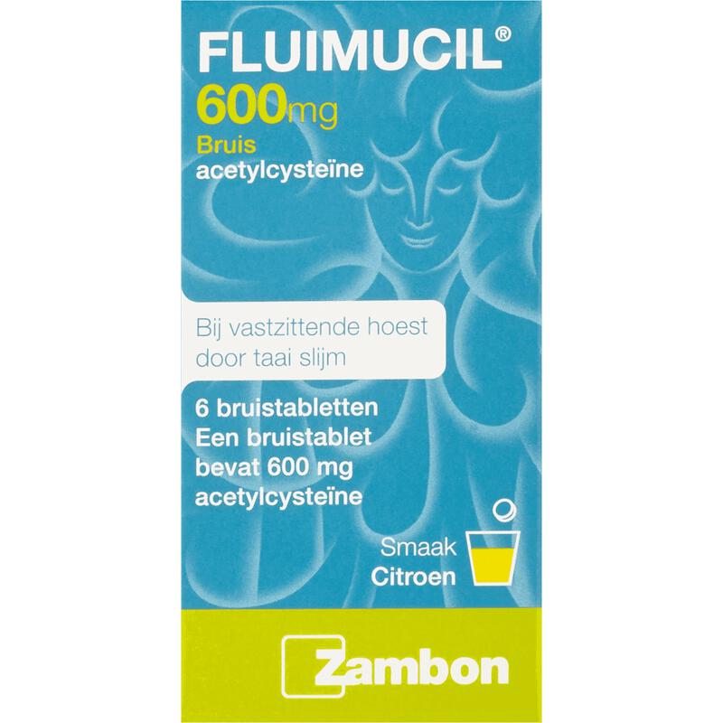 Fluimucil Citroensmaak 600 MG Bruistabletten 6 stuks