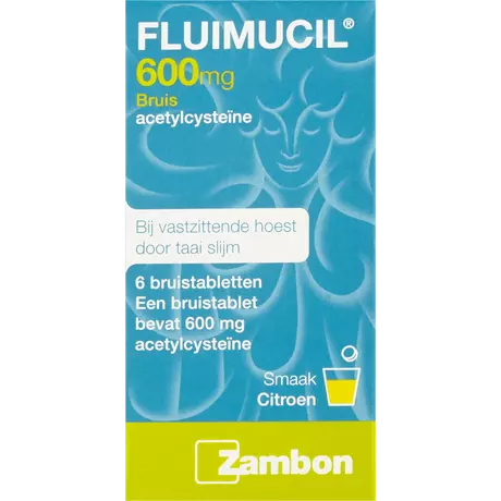 Fluimucil Citroensmaak 600 MG Bruistabletten 6 stuks