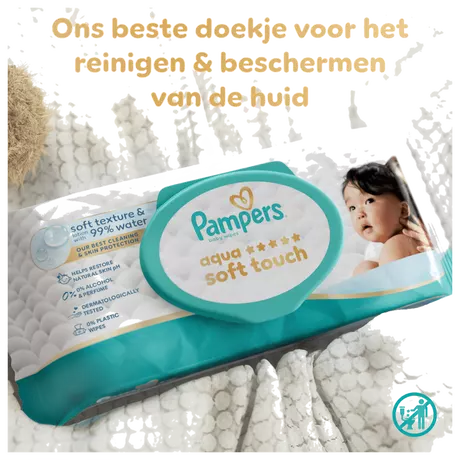 Pampers Aqua Soft Touch Billendoekjes 9x60 Stuks