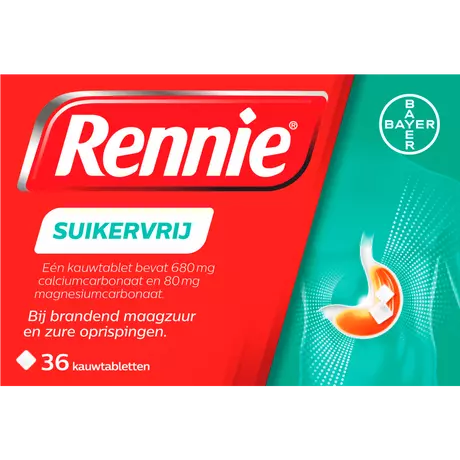 Rennie Suikervrij Kauwtabletten Bij Brandend Maagzuur 36 stuks