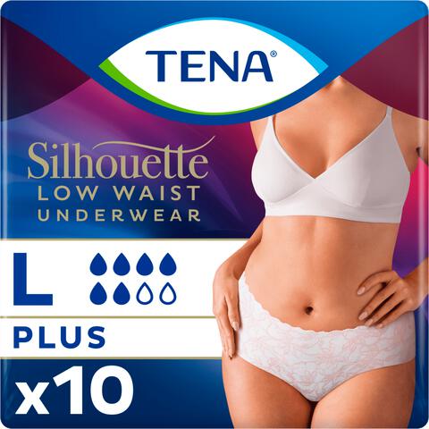 TENA Silhouette Plus Wegwerp Broekjes  Wit Low Waist  L 10 stuks