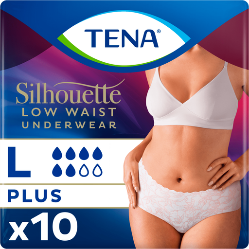 TENA Silhouette Plus Low Waist Wegwerpbroekjes Wit L 10 stuks