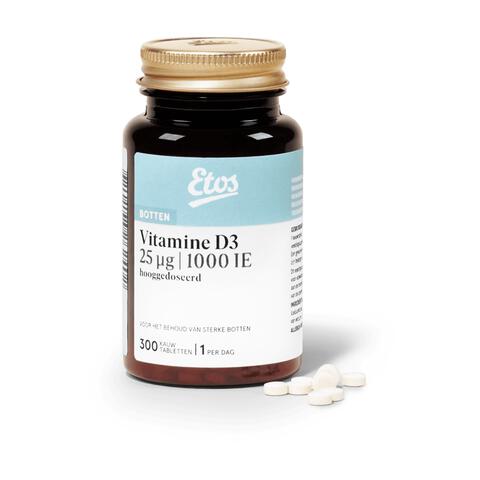 Etos Vitamine D3 25µg 1000 IE Hooggedoseerd Kauwtabletten 300 stuks