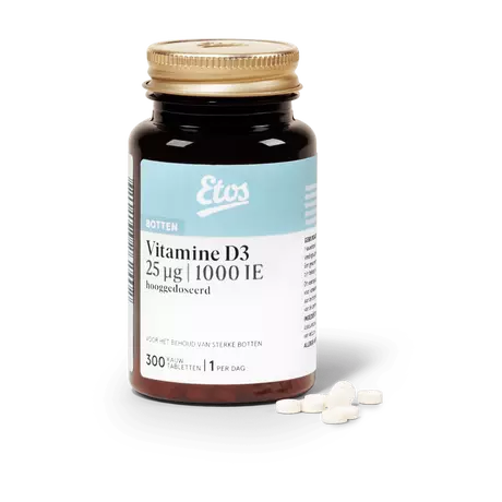 Etos Vitamine D3 25µg 1000 IE Hooggedoseerd Kauwtabletten 300 stuks
