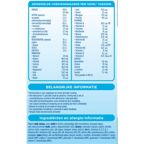 Hero Nutrasense Classic Zuigelingenvoeding 1 (0-6m) met melkvet 700 GR