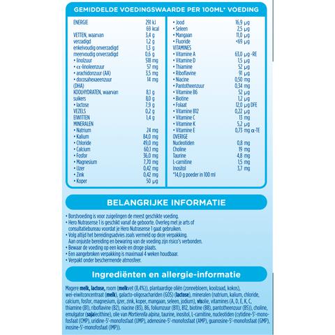 Hero Nutrasense Classic Zuigelingenvoeding 1 (0-6m) met melkvet 700 GR