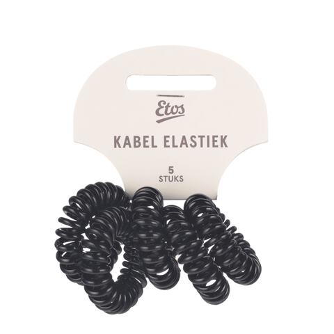 Etos Kabelelastieken Zwart 5St
