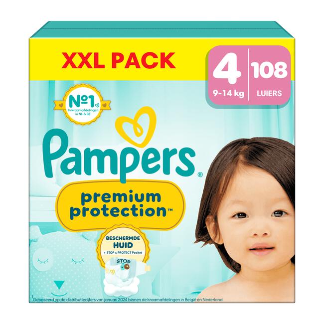 Pampers Premium Protection XXL Pack Luiers Maat 4 9-14 KG 108 stuks