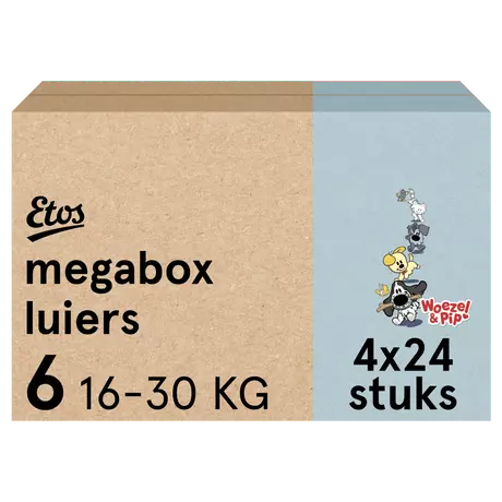 Etos Woezel & Pip Luiers Extra Large Maat 6 16-30 kg Megabox 96 stuks