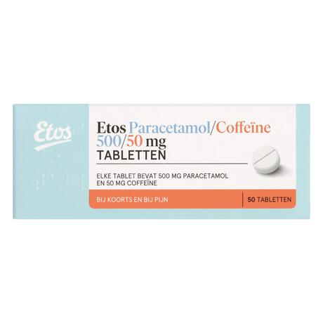 Etos Paracetamol/Coffeïne 500/50 mg 50 stuks&nbsp;