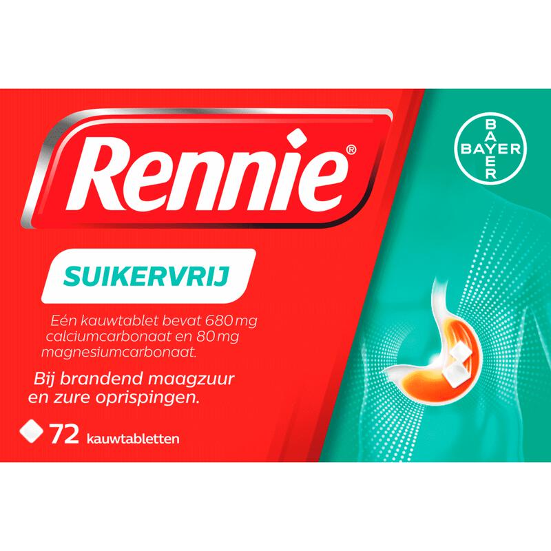 Rennie Suikervrij Kauwtabletten Bij Brandend Maagzuur 72 stuks
