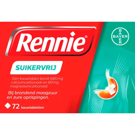 Rennie Suikervrij Kauwtabletten Bij Brandend Maagzuur 72 stuks