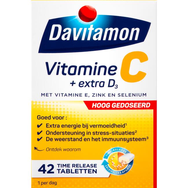 paars toevoegen aan uitspraak Davitamon Vitamine C Forte + vitamine D3 42 EA | Etos