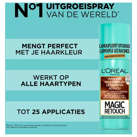 L'Oréal Paris Magic Retouch Camouflerende Uitgroeispray 6 Middenbruin 75 ML