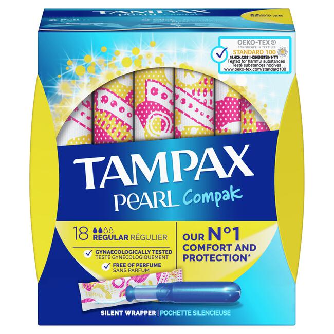 Tampax Pearl Compak Regular Tampons Met Inbrenghuls 18 Stuks