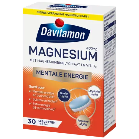 Davitamon Magnesium Vitamine B12 Mentale Energie Tabletten 30 stuks