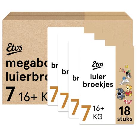 Etos Woezel & Pip Luierbroekjes XXL Maat 7 16+ kg Megabox 4x18 stuks