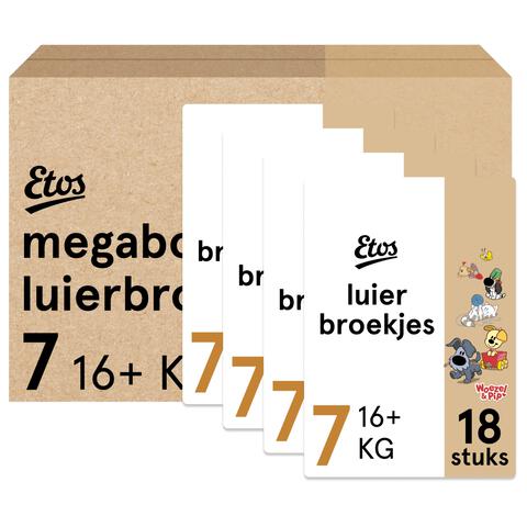 Etos Woezel & Pip Luierbroekjes XXL Maat 7 16+ kg Megabox 4x18 stuks