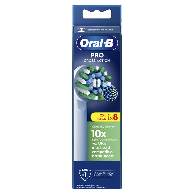 Oral-B Cross Action Opzetborstels Wit - 8 Stuks