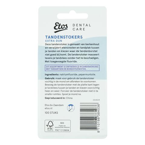 Etos Dental Care Houten Tandenstokers Extra Dun 100 stuks