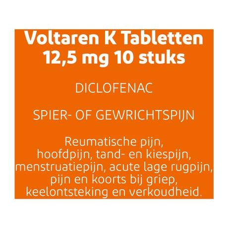 Voltaren K 12,5 MG Pijnstiller Filmomhulde Tabletten Diclofenac-Kalium 10 stuks