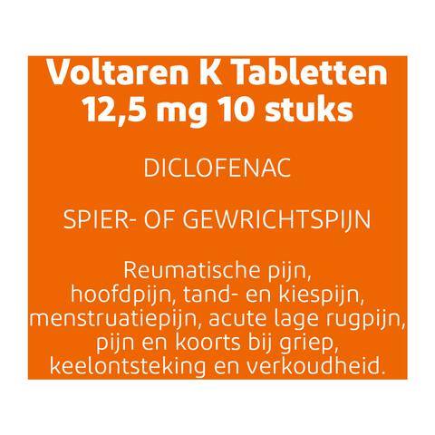 Voltaren K 12,5 MG Pijnstiller Filmomhulde Tabletten Diclofenac-Kalium 10 stuks