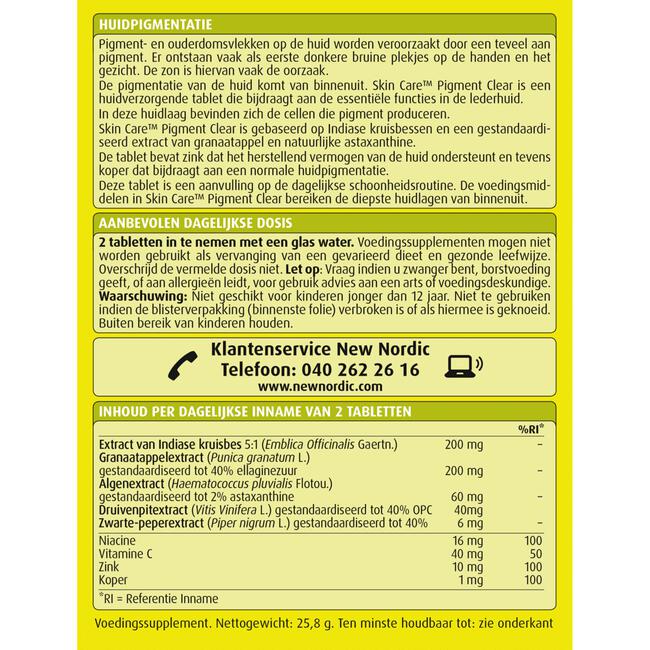 New Nordic Skin Care Pigment Clear Tabletten