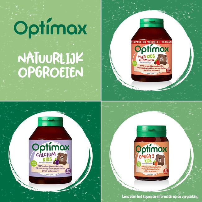 Optimax Kids Multivitaminen Aardbei 180 kauwtabletten