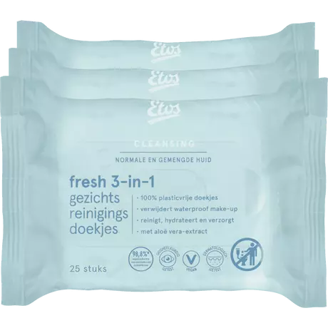 Etos Fresh 3-in-1 Face Cleansing Wipes 3 x 25 stuks