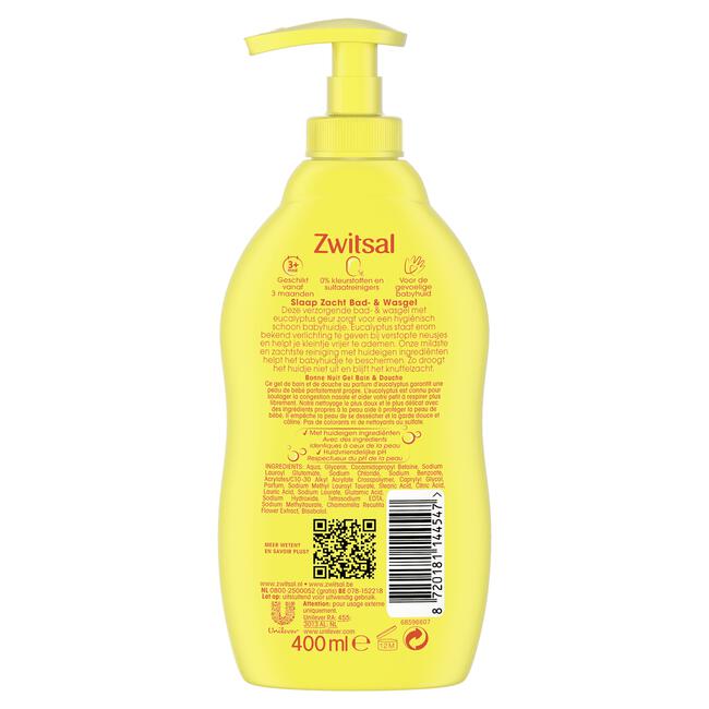 Zwitsal Slaap Zacht Eucalyptus Bad & Wasgel 400 ML