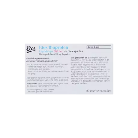 Etos Ibuprofen 200 MG Liquid Capsules 20 stuks